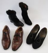 Box of vintage ladies and gents shoes to include crocodile, suede, ankle boots and gents