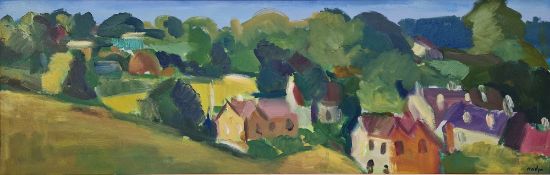 Anthony Hodge (1948-2009) Oil on canvas Village scene, Horsley, signed lower right, framed, 50.5cm x
