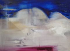 20th century school Oil on canvas Large abstract landscape, indistinctly signed lower right, 100cm x