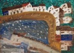 James Dixon (1887-1970) Oil on paper mounted on board West End Village, 1969, 56cm x 76cm  Condition