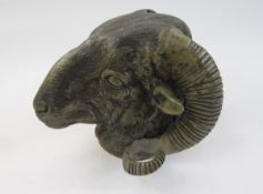 Brass ram's head wall-mounted ornament, 19cm x 15cm