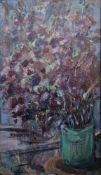 Richard Robbins (1927-2009) Oil on canvas Still life of flowers in a vase, signed lower left,
