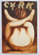 Two vintage Polish Circus 'Cyrk' advertising posters: Featuring a female contortionist, circa