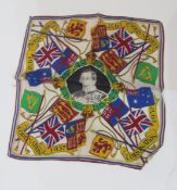 Large quantity printed silk and muslin handkerchiefs, lace bordered handkerchiefs, lace mats and