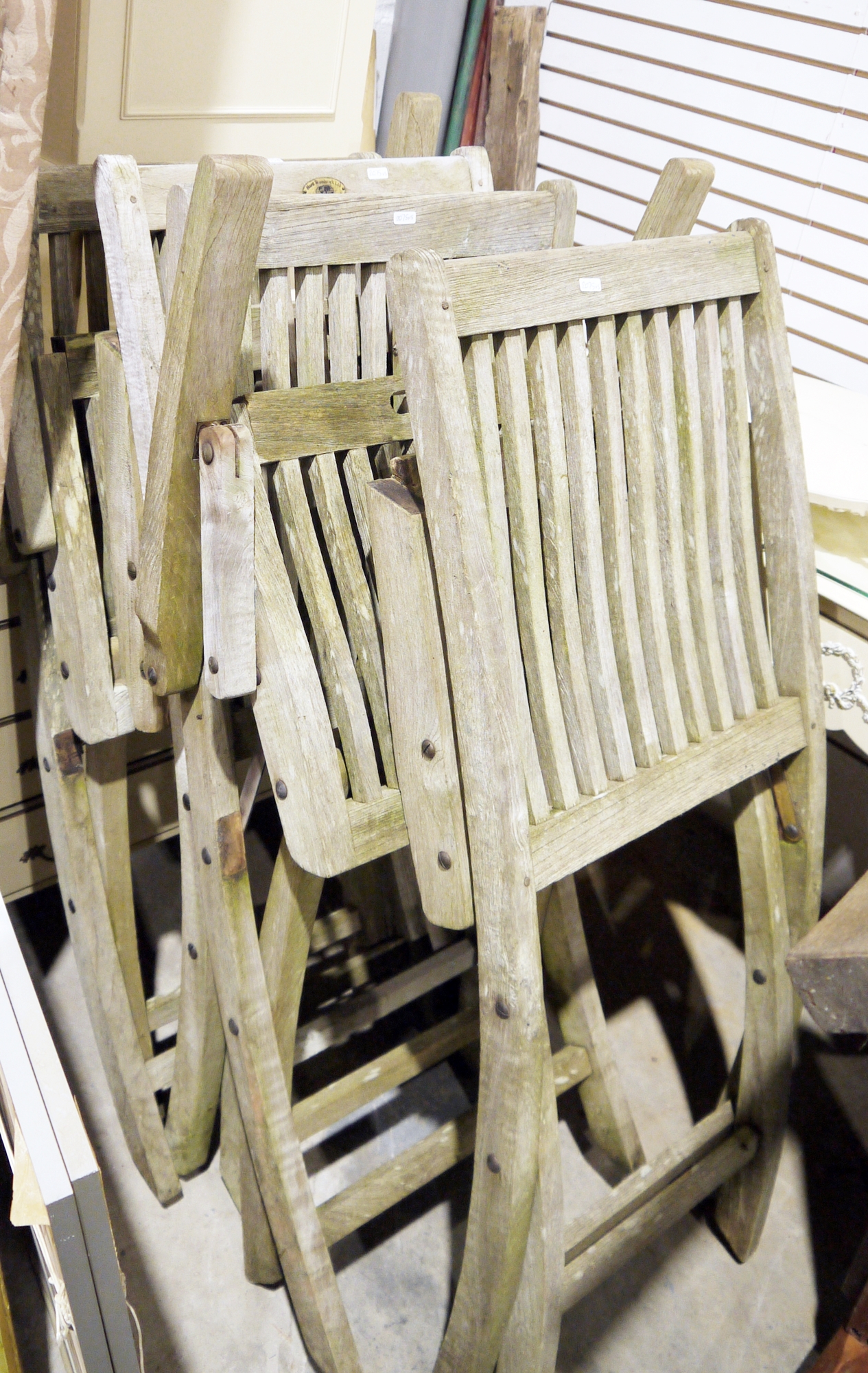 Four folding teak garden chairs and a circular teak garden table (5) - Image 2 of 3