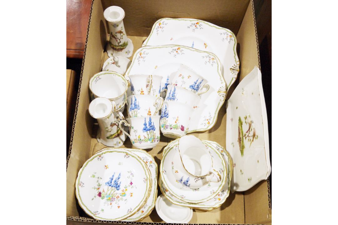 Tuscan china Plant pattern part tea service, a Crown Devon Stockholm part dinner service, a small - Image 1 of 2