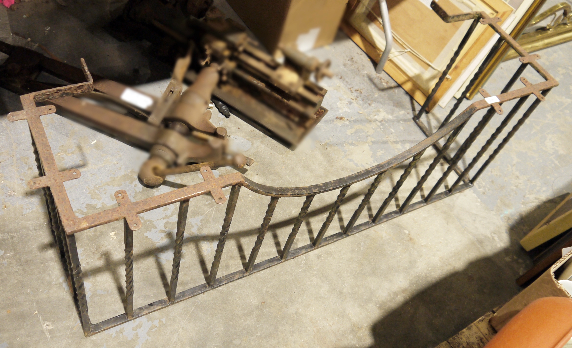 Iron club fender frame, with twisted supports (seats missing) Condition Report Height 45.5cm Width