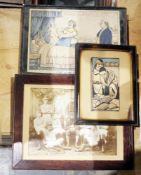 Assorted prints to include a 19th century cartoon 'A Chip Off The Old Block', published by