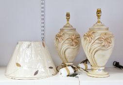 Pair of contemporary Contessa Savanna range oviform table lamps and shades, the lamps moulded with