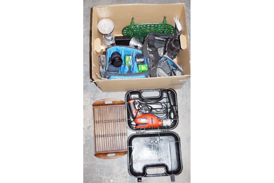 Pentax, MX and other camera accessories, a Black & Decker hammer drill in case, model no.KR55CRE, - Image 1 of 2