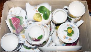 Belle Fiore floral decorated part tea service, a large cut glass vase bearing leaf and floral