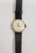 9ct gold cased Longines lady's wristwatch, the circular dial with alternating baton and Arabic