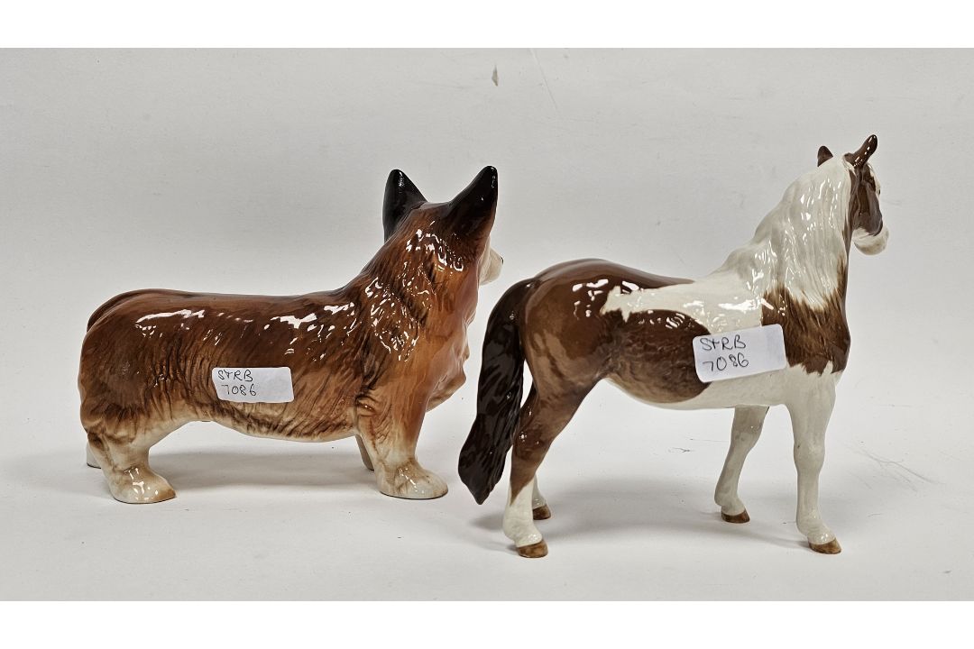 Beswick pottery Pinto pony in skewbald colourway, printed black marks, 17cm long and a vintage - Image 2 of 4