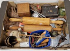 Assorted collectables including:a collection of vintage pen knives, rolling pins, a chrome mid-