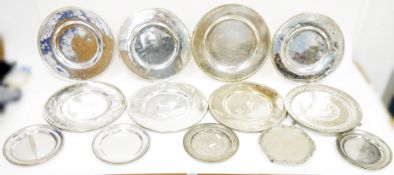 Selection of silver plated plates, possibly by August Wellener, most with makers mark of elephant
