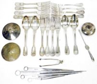 Quantity of British and continental silver plated flatware including forks, spoons, meat skewers,