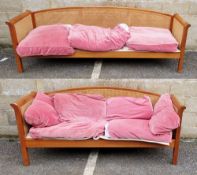 Modern bergere sofa and another matching smaller example, the largest 84cm high x 240cm wide x