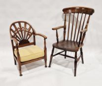 19th century Windsor armchair with spindle back, 104cm high and an early 20th century Art Deco-style