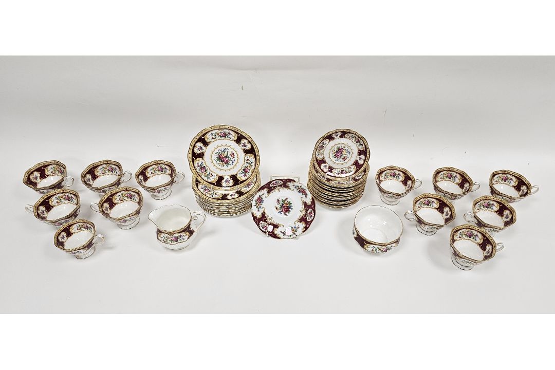 Royal Albert 'Lady Hamilton' pattern bone china part tea service including teacups and saucers, side - Image 2 of 4