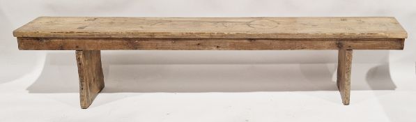 19th century pine bench/pew, 45cm high x 212cm wide x 30cm deep