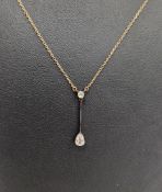 9ct white and yellow gold and diamond pendant necklace having circular diamond collet set above