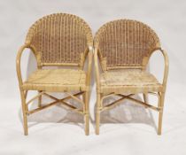 Pair of wicker conservatory armchairs, 84cm high (2)