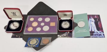 Collection of commemorative coins, including: two Coronation 40th Anniversary ER II Silver proof