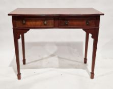 20th century mahogany serpentine fronted console table with two short drawers to the front, on