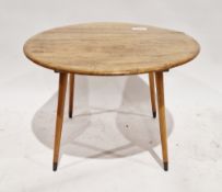 20th century stained wooden coffee table of circular form, on four turned tapering legs, 51cm high x