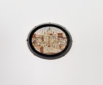 Gold-coloured metal mounted micro-mosaic brooch, oval, depicting St Peter's Square, Rome