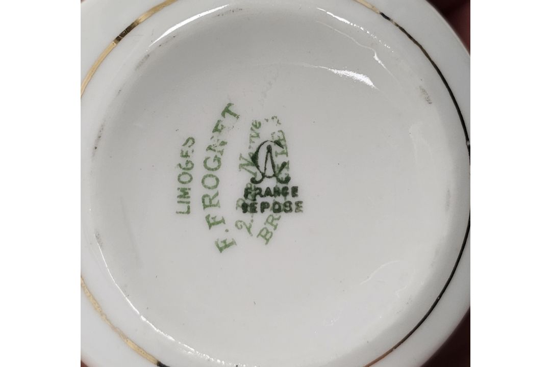 Set of Limoges custard cups, covers and stands, circa 1900, printed green marks for F Frognet, - Image 3 of 4