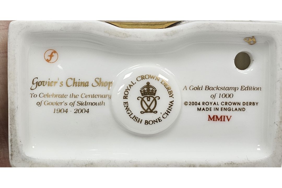 Five Royal Crown Derby bone china Imari teddy bear paperweights, a bank vole and a model of Govier's - Image 6 of 6