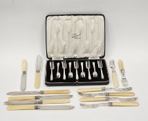Set of nine Art Deco cake forks by C W Fletcher & Son Ltd, Sheffield 1936 of Art Deco design with