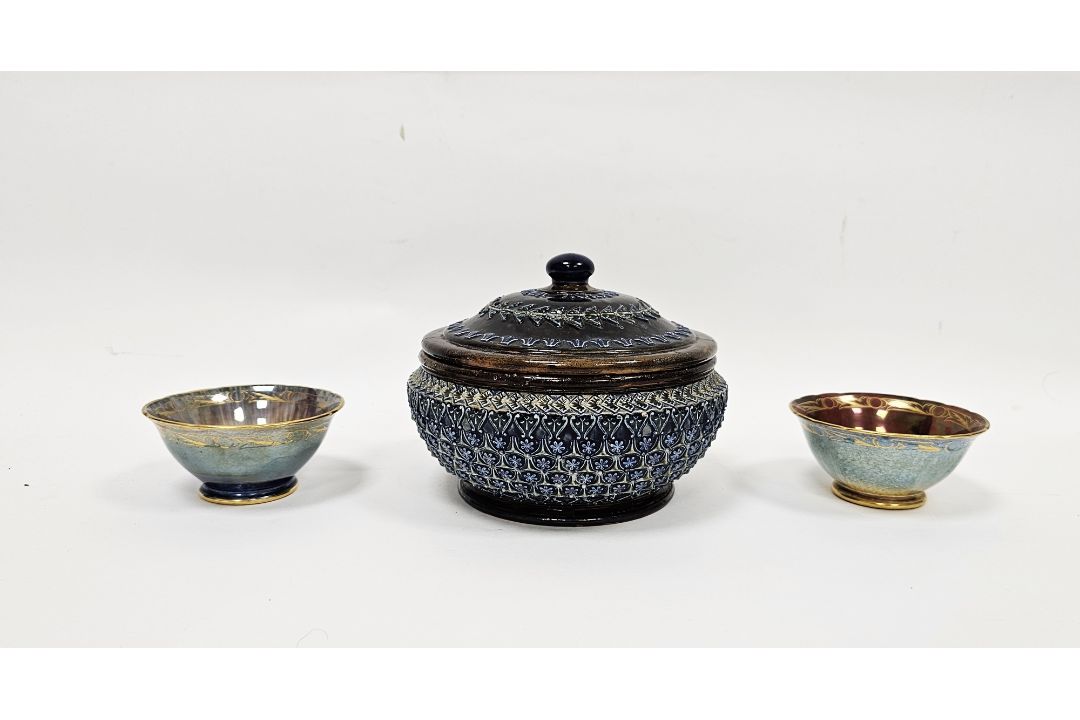 LOT WITHDRAWN; Two Mintons small lustred sugar bowls, each printed and painted in the cloisonne - Image 1 of 4