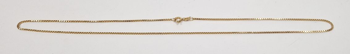 9ct gold box link chain, 3.6g Condition Report Marked 375, length approx 45cm. Photo of marks