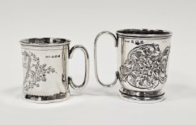 Edwardian silver christening mug by John Rose, Birmingham 1900, of cylindral form with engraved