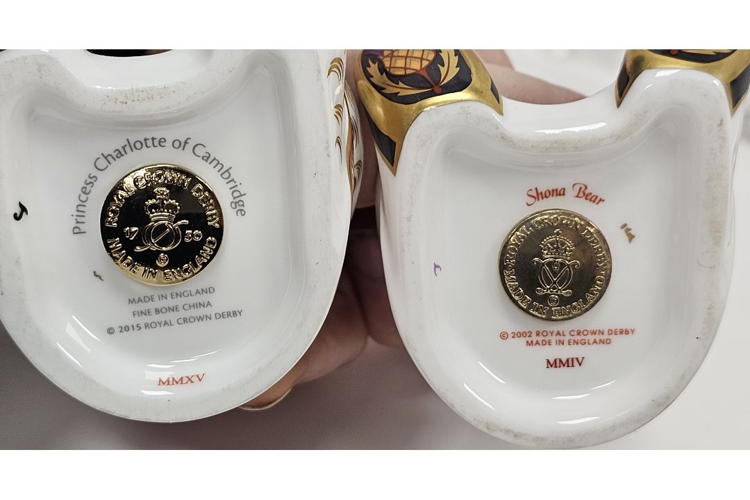 Five Royal Crown Derby bone china Imari teddy bear paperweights, a bank vole and a model of Govier's - Image 3 of 6