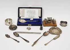 Silver model of the coronation coach by Toye, Kenning & Spencer, London 1977 on wooden base, 8cm