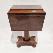 George IV mahogany sarcophagus-shaped cellarette with knulled borders, fitted interior, raised on