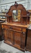 Victorian mahogany chiffonier with bevelled edge mirror back and a single long drawer, over a two-