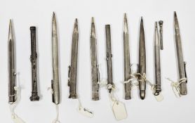 Quantity of silver propelling pencils including a Yard O'Led example, a Victorian example by Sampson