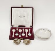 A pair of silver shell dishes, approximately 5cm wide, Chester 1896; an Edwardian silver shell