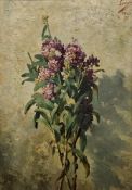 Lengo? (19th century) Oil on panel Still life, bunch of flowers, signed and dated '75, Paris top