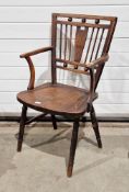Victorian Mendlesham elbow chair by John Downing, signed and dated to the underside 1852, 83cm high