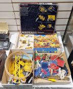 Meccano No.5 Site Engineer set, Meccano Mechanisms set and some loose pieces (4 boxes)