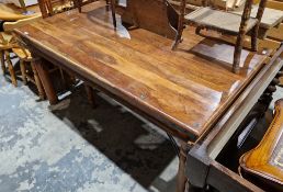 Modern stained hardwood dining table of rectangular form, 78cm high x 164cm long x 92cm deep and