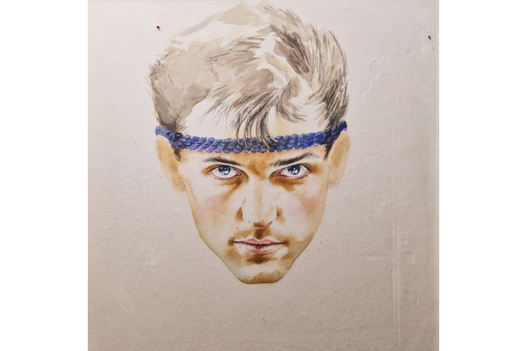 Myles Antony (Irish, 20th century) Watercolour Portrait of a man wearing bandana, signed and - Image 3 of 6