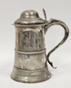 George III silver tankard by Peter & Anne Bateman, London 1797, of cylindrical form with moulded