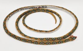 Early 20th century Turkish prisoner of war beaded crochet snake Condition Report Please note item