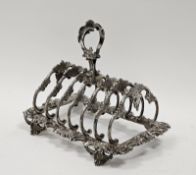 Victorian Irish silver six-division toast rack/letter rack, probably by Robert W Smith, Dublin (no